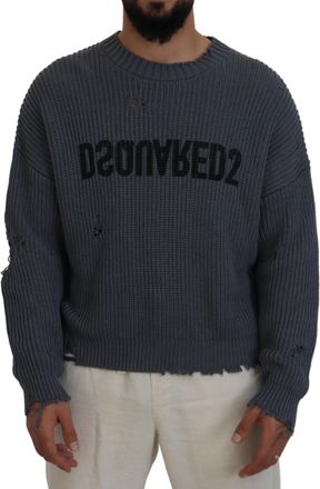 Dsquared2 Dsquared&sup2; Men Tattered Knitted Pullover Mens Sweater (Pre-Owned)