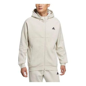 adidas Mens adidas Fleece Lined Stay Warm Sports Hooded Cardigan Jacket Bauxite Brown HG1833