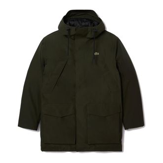 Lacoste Jassen, Heren, Groen, M, Katoen, Waterdichte Gewatteerde Parka