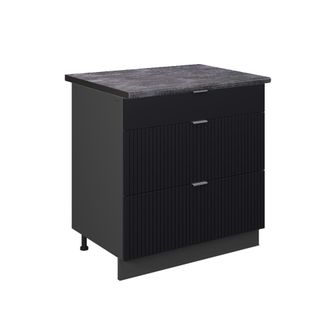 Vicco Mueble Bajo De Cocina Fame-line, Rayas Negras, 80 Cm Con 3 Cajones, Et Antracita
