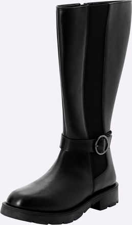 Sheego Weitschaftstiefel SHEEGO, Damen, Gr. 37, XXL-Schaft, schwarz, Leder, Schuhe Weitschaftstiefel