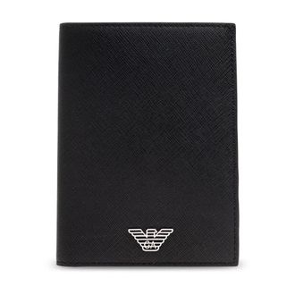 Emporio Armani Opvouwbare documentenmap - Heren - Portefeuilles - Zwart - ONE Size - Leer - Accessoires