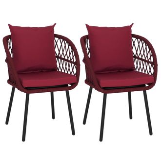 Hhg [nunca Usado] Juego De 2 Sillas De Jard&iacute;n Hhg-393, Sillones De Jard&iacute;n Con Reposabrazos, Estructura De Aluminio Con Trenzado De Cuerda Rope, Estructura