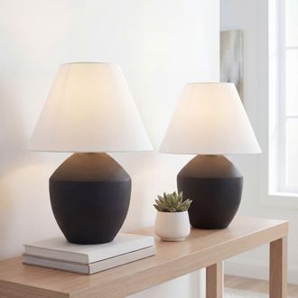 Jonathan Y Designs Ralf 20.5 Minimalist Scandinavian Resin/Iron LED Table Lamp in Matte Black at Nordstrom