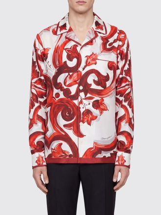 Dolce & Gabbana Camicia in seta con stampa Maiolica e collo cubano