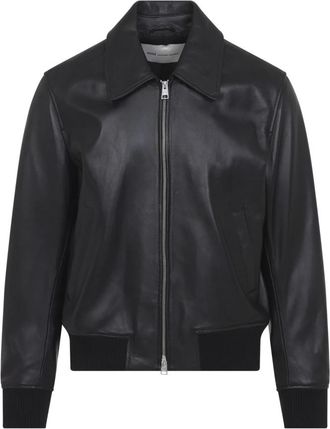 Ami Zipped Leather Jacket - Heren - Leren en Su&egrave;de Jassen - Zwart - S - Katoen - Jassen