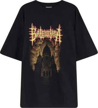 Balenciaga Medium Fit Logo Print T-Shirt - Heren - T-shirts - Zwart - S - Katoen - Tops