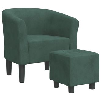 vidaXL Vidaxl Poltrona Cabriolet Con Poggiapiedi Verde Scuro In Velluto