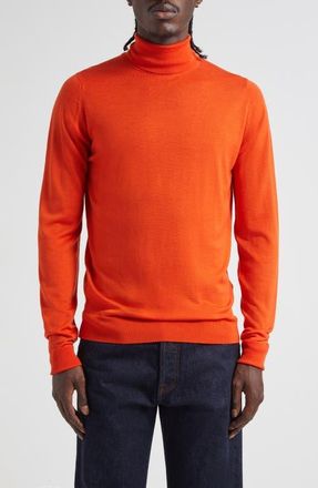 John Smedley Richard Turtleneck Merino Wool Sweater in Hardwick Orange at Nordstrom, Size X-Large