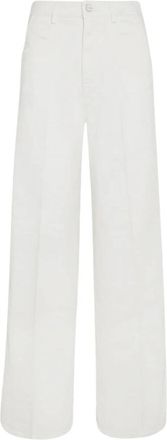 Kiton High-Waisted Flared Katoenen Jeans - Dames - Loose Fit Jeans - Wit - L - Katoen - Jeans