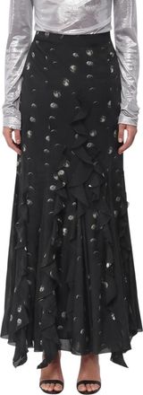 Off-white Black Printed Calf Length Skirt