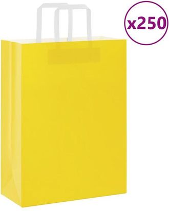 vidaXL Bolsas De Papel Con Asas 250 Uds Amarillas 26x12x35 Cm Vidaxl