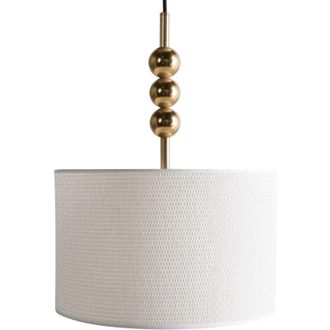 Beliani L&aacute;mpara Colgante De Metal Con Pantalla Cil&iacute;ndrica De Tela Estilo Moderno De Mediados De Siglo Lat&oacute;n Loky