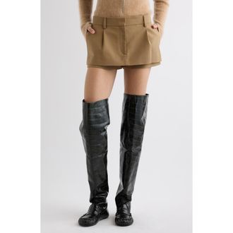 Acne Studios Ikka Layered Pleated Cotton Sateen Skort in Camel Brown at Nordstrom, Size 36