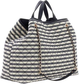 Guess Womens Handbag Navy Multi Polyester Bags - Tote-Bags