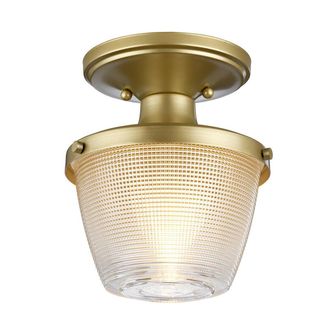 Loops 1 Bulb Flush Light IP44 Painted Natural Brass LED E27 60W Bulb in Metallics