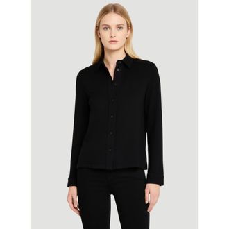 Majestic Filatures French Terry Long Sleeve Shirt Jacket in Noir at Nordstrom, Size 3