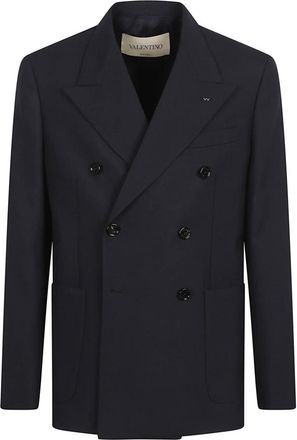 Valentino Garavani Kostuums, Heren, Blauw, L, Wol, Dubbele-breasted Blazer