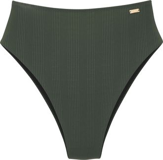 Copenhagen Highwaist-Bikini-Hose COPENHAGEN STUDIOS Nela, Damen, Gr. 34, N-Gr, gr&uuml;n (dunkelgr&uuml;n), Rippware, Recycling-Polyamid, strukturiert, unifarben, Badehose