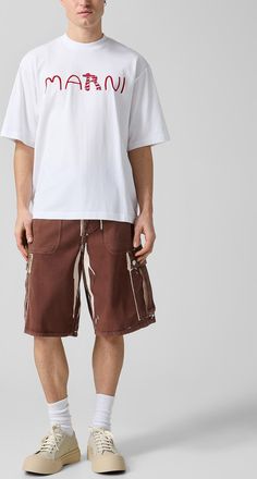 Marni Mens Irregular print cargo Bermuda short