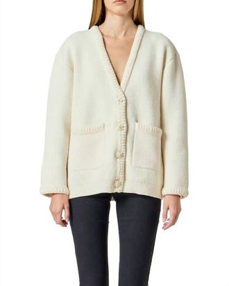 endless rose Womens Floral Button V-Neck Cardigan In Cream