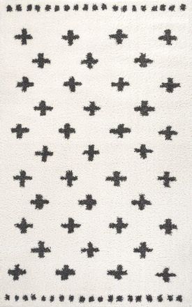 Jonathan Y Designs Cristo Berber Geometric Shag Area Rug in White/gray at Nordstrom, Size 3Ft 0In X 5Ft 0In