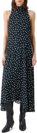 Akris Polka Dot Georgette Dress in Black-Cream at Nordstrom, Size 12