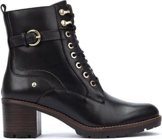 Pikolinos Llanes Lace-Zip Boot - Dames - Laarzen met Hak - Zwart - 36 EU - Leer - Schoenen