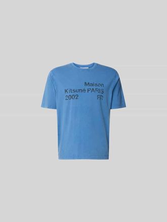 Maison Kitsun&eacute; Relaxed Fit T-Shirt mit Logo-Print in Blau, Gr&ouml;&szlig;e XXL