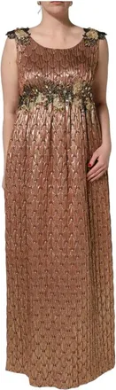 Dolce & Gabbana Metallic Crystal Evening Gown - female - Dolce & Gabbana - Gowns - Brown - L - Dresses