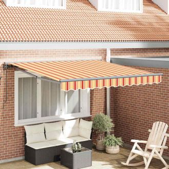 vidaXL Vidaxl - Toldo Retr&aacute;ctil Manual Amarillo Y Naranja 350x250 Cm Tela