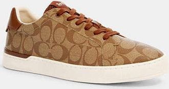 Coach Mens Clip Low Top Sneaker in Beige, Size 12 | PVC