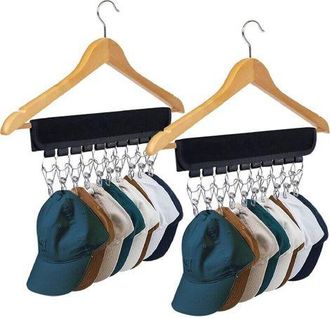 OEM Juego De 2 Soportes Para Gorras De B&eacute;isbol Con 10 Clips De Acero Inoxidable - Jinfgerne - Organizador Y Expositor De Almacenamiento, Negro, Ideal Para