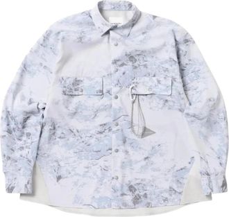 And Wander Gedrukt LS Technisch Shirt - Heren - Casual Overhemden - Blauw - M - Overhemden