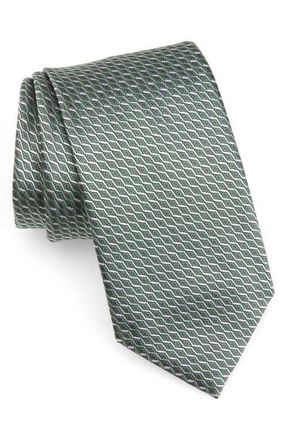 Brioni Geo Jacquard Silk Tie in Loden/Lead at Nordstrom