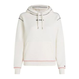 Tommy Hilfiger Hoodies & sweatvesten, Dames, Wit, L, Katoen, Modern Stripe Hoodie