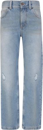 Palm Angels Blauwe Distressed Katoenen Broek - Dames - Regular Fit Jeans - Blauw - W28 - Katoen - Jeans