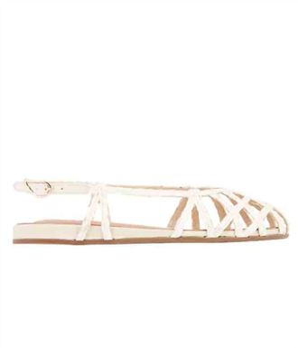 Ancient Greek Sandals Womens Kardia Leather Trimmed Raffia Sandals In Off White