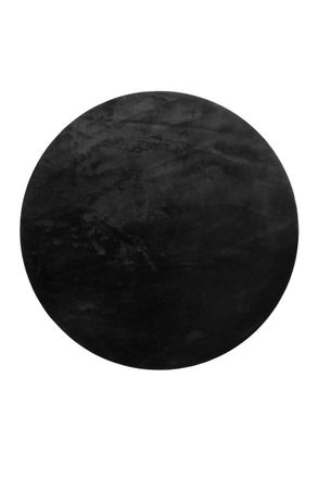 Homie Living Alfombra redonda con pelo corto color negro 120 cm