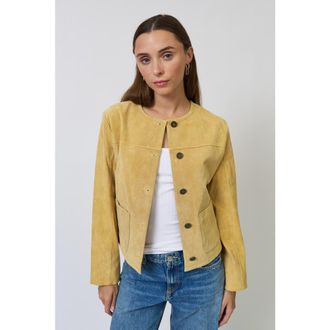 Central Park West Ophelia Suede Lady Jacket in Butter at Nordstrom, Size X-Small