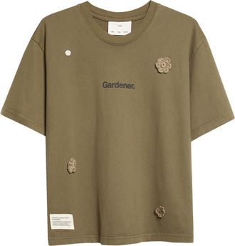 Song for the Mute x Birkenstock The Gardener Crochet Flower Graphic T-Shirt in Overdyed Army Green at Nordstrom, Size X-Large