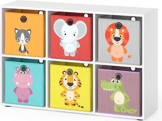 Vicco Estanter&iacute;a Infantil, Blanco, 72 X 107.8 Cm Con 6 Cajas Plegables