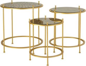 Wanderlust Deco Wanderlust Deco - Set 3 Mesas De Centro De Metal Doradas