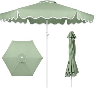 Best Choice Products 9ft Patio Market Umbrella with Wavy Trim, Fade Resistant, Crank & Tilt, Wind Vent