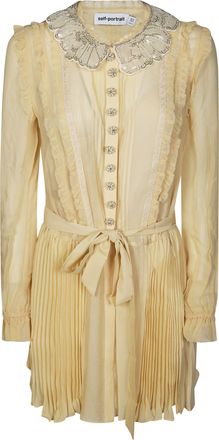 Self Portrait Georgette Flared Pleated Mini Dress