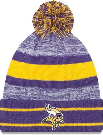 New Era Unisex-Adult NFL Official Sport Knit Classic Cuffed Knit Pom Beanie Hat, Minnesota Vikings, One size