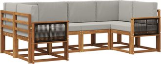 vidaXL Conjunto De Sof&aacute;s De Exterior 6 Uds. Natural Y Gris Claro Vidaxl