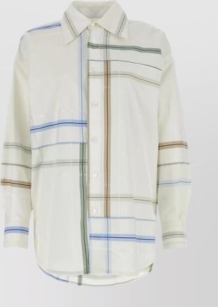 Bottega Veneta striped poplin shirt with check embroidery