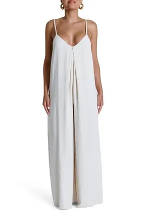 Naked Wardrobe Wide Leg Jumpsuit in Cream at Nordstrom, Size X-Small