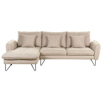 Beliani Beliani - Sof&aacute; De Esquinero Respaldo Ajustable Moderno Cojines Adicionales Tapicer&iacute;a De Chenilla Beige Derecho Sersan
